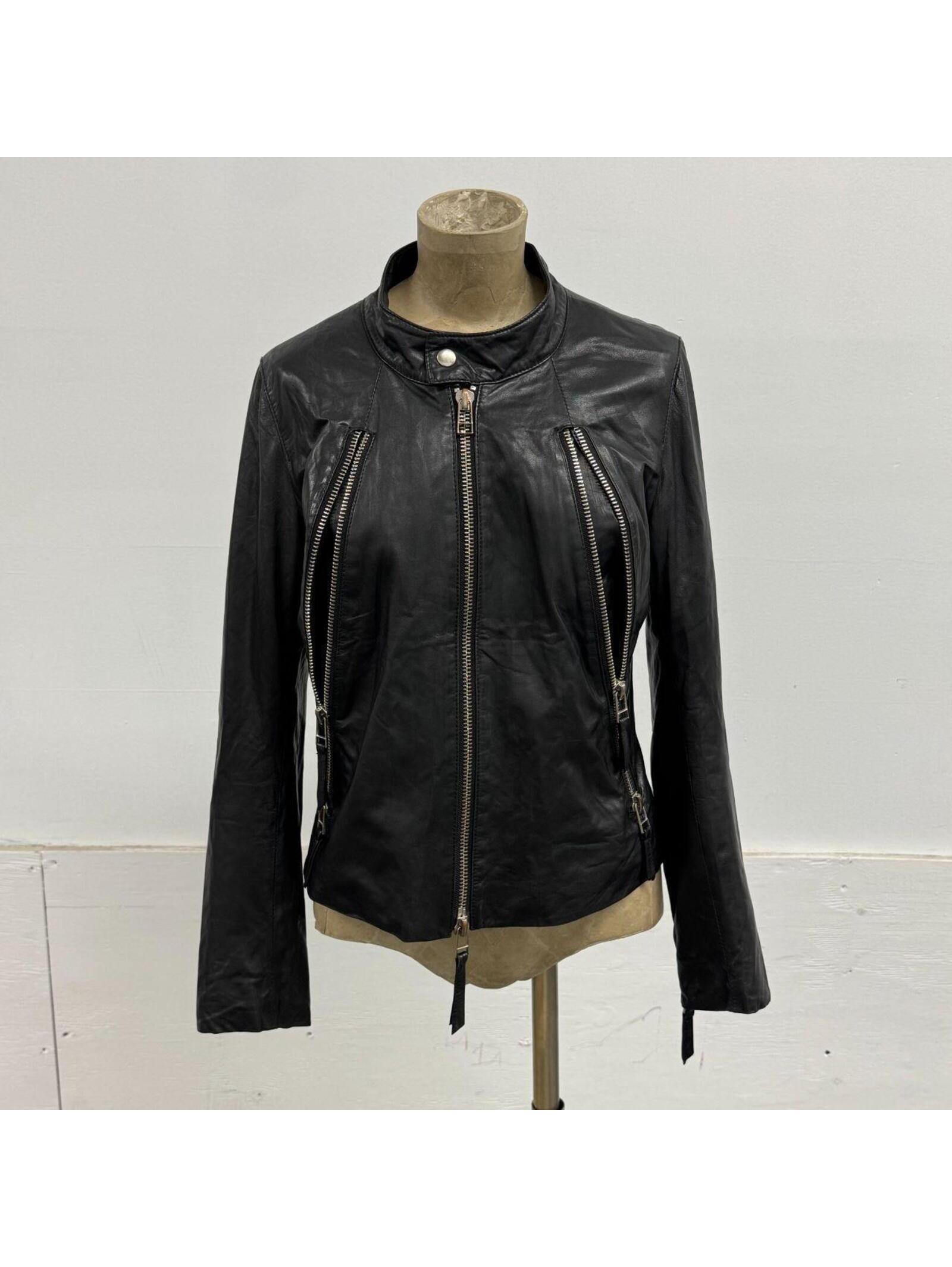 Vintage Black Multi-Zip Avant Garde Leather Moto Jacket